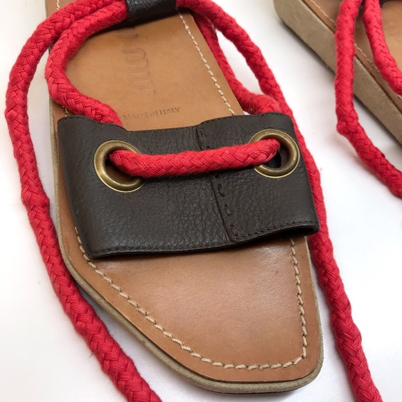 Miu Miu Rope Strap Leather Sandals - Picture 2 of 4